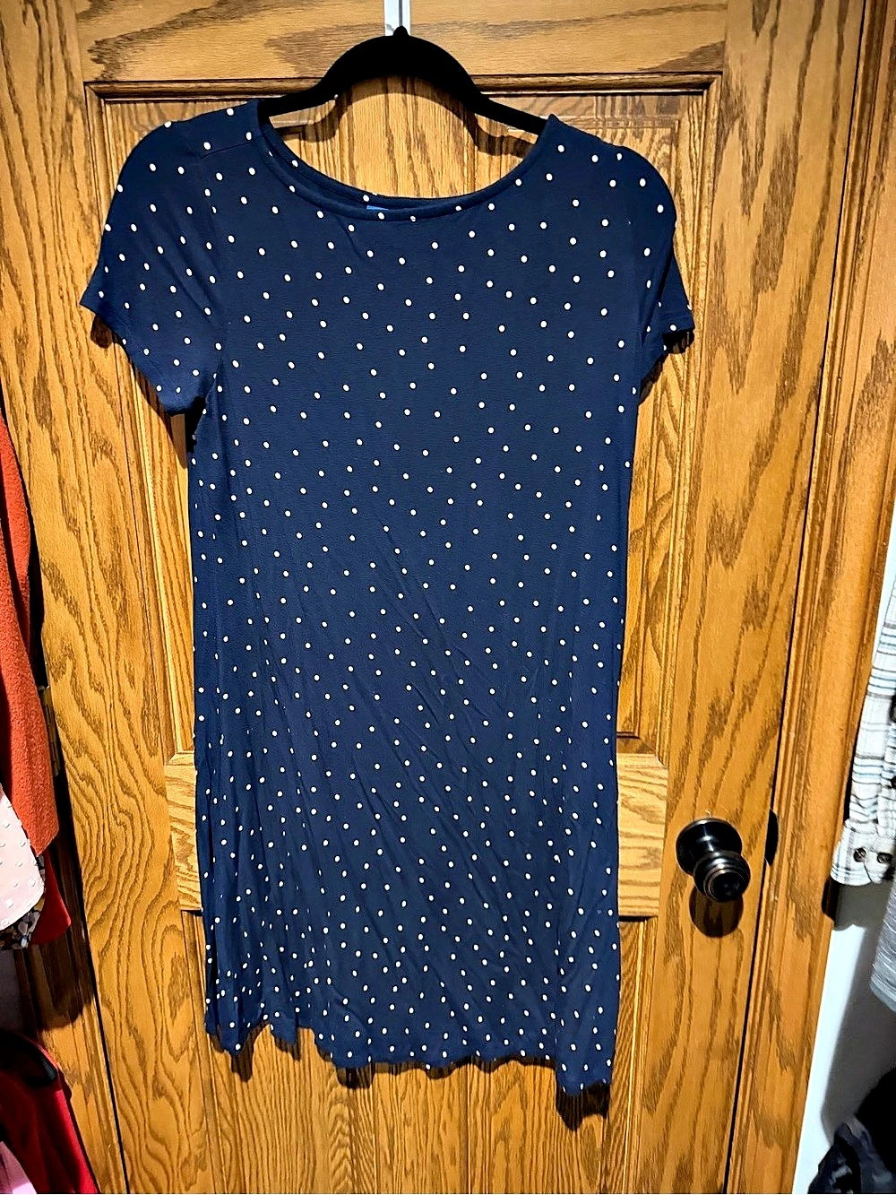 Old Navy Short-Sleeve Mini Swing Dress Polka Dot Blue & White Medium